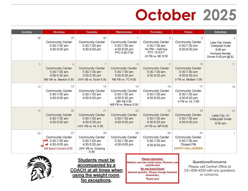 Octorber CC Calendar