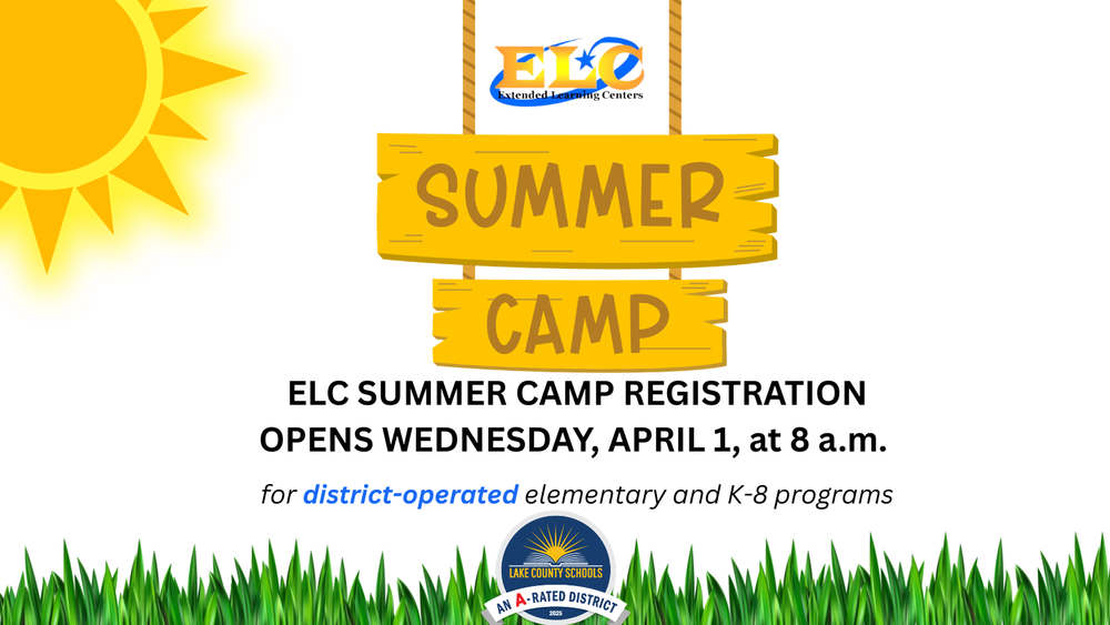 ELC Summer Camp Registration Opens Wednesday, April 1, at 8 a.. for district-operated elementary and K-8 programs