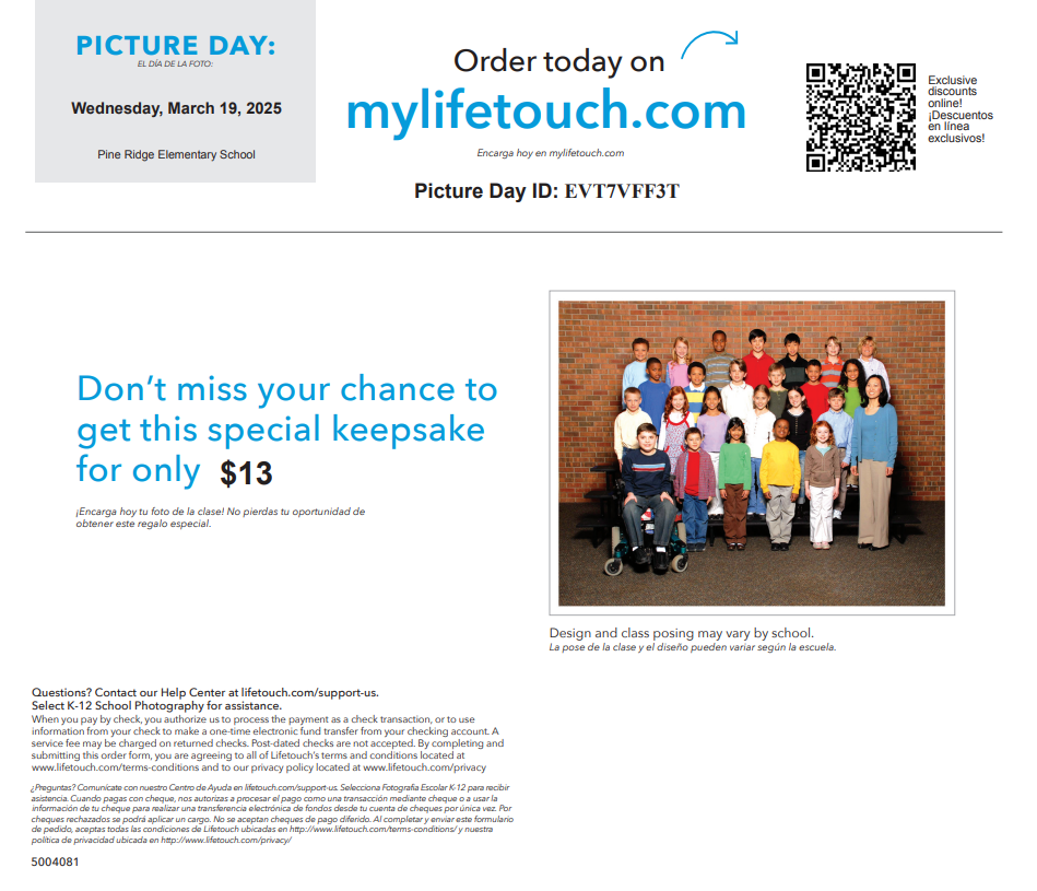 Class picture day is coming, Wednesday March 20th. 