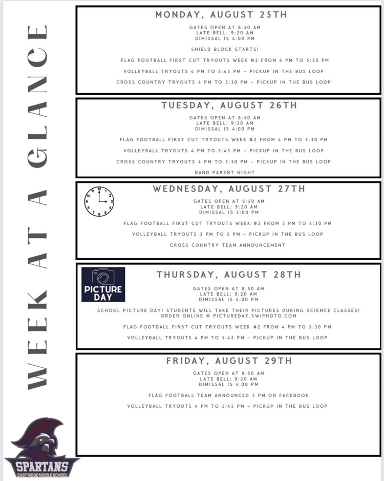 Week at a glance 8.22-8.29