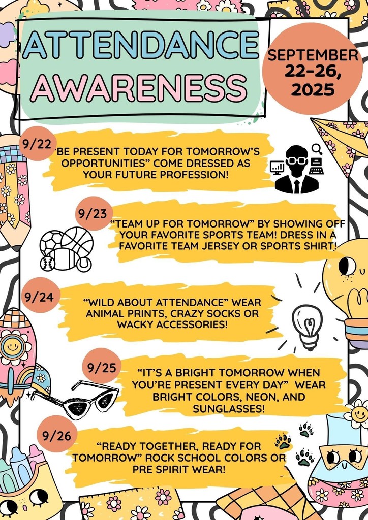 Attendance Week September 22-26 dress-up days. 