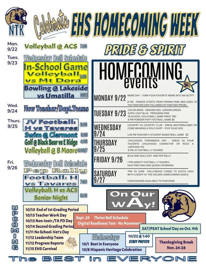 Need to Know for Homecoming Week!