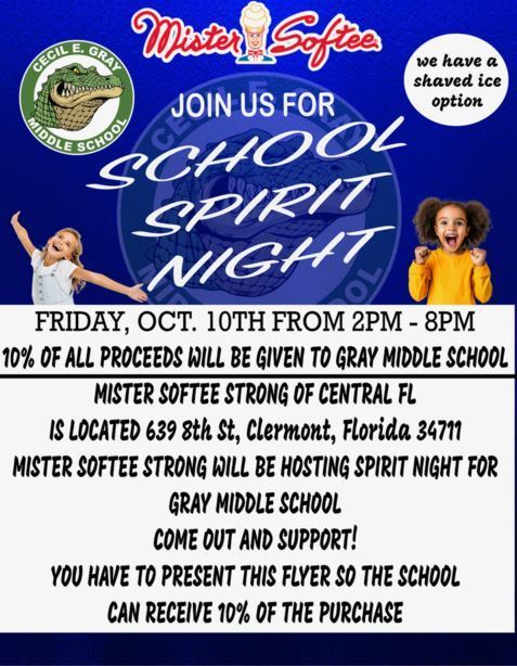 Mr. Softee Spirit Night Flyer
