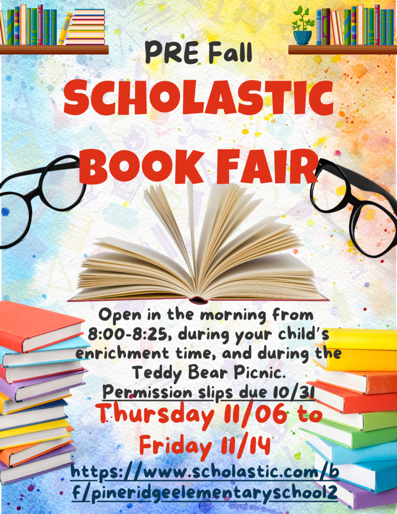 PRE Fall Scholastic Book Fair is coming 11/06-11/14.