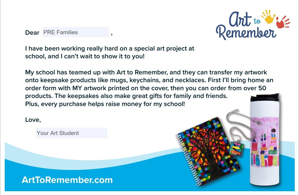 Art to Remember flyer coming home soon.