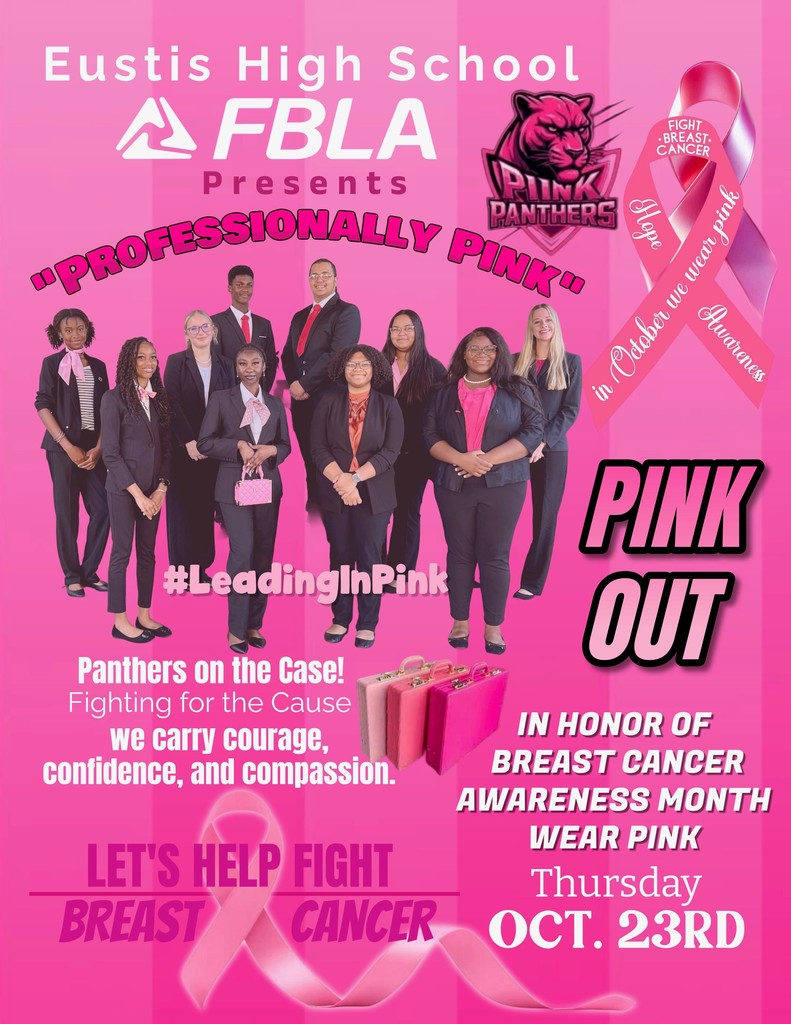 FBLA's Breast Cancer Awareness Month wear pink October 23rd.