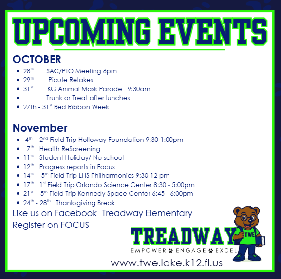 Oct. & Nov. Upcoming Events