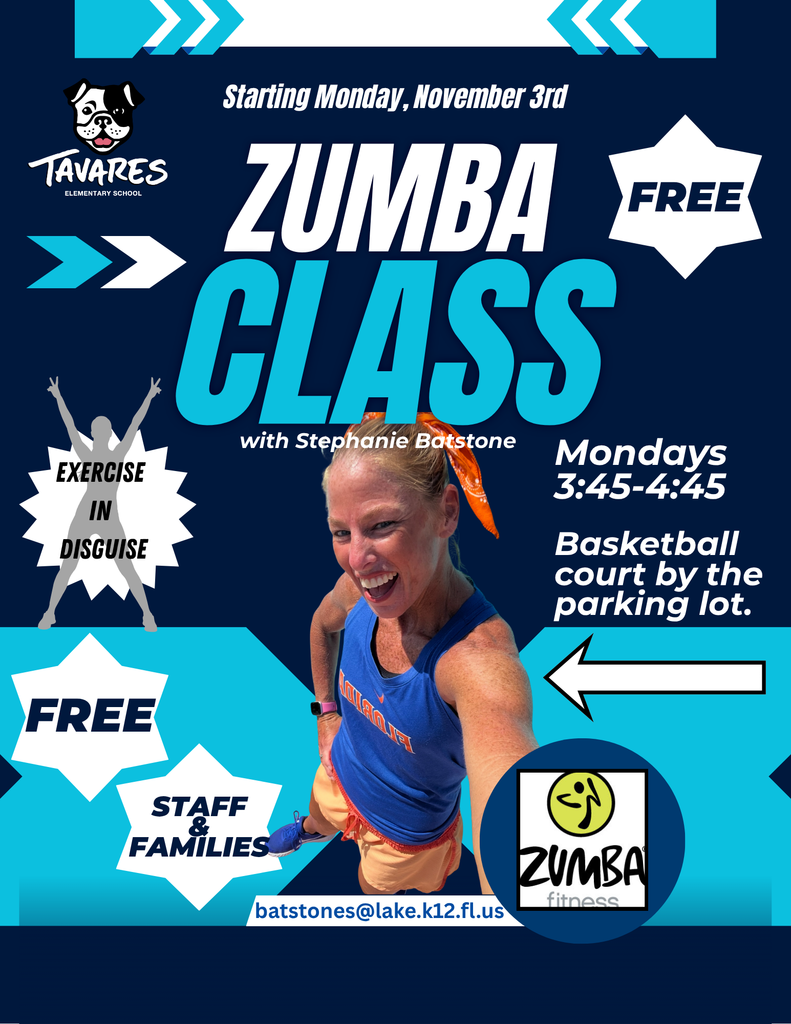 Starting Monday, November 3rd, Zumba Class with Stephanie Batstone. Mondays at 3:45-4:45. Basketball Court by the parking lot. FREE for staff and families.