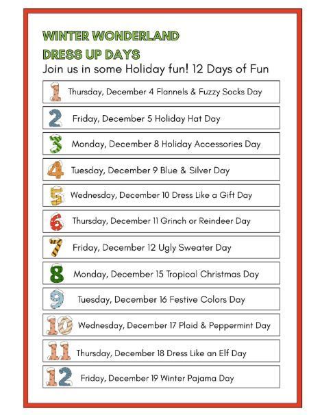 Winter Wonderland Dress Up Days