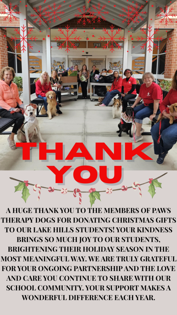 Thank you to PAWS Therapy Dogs