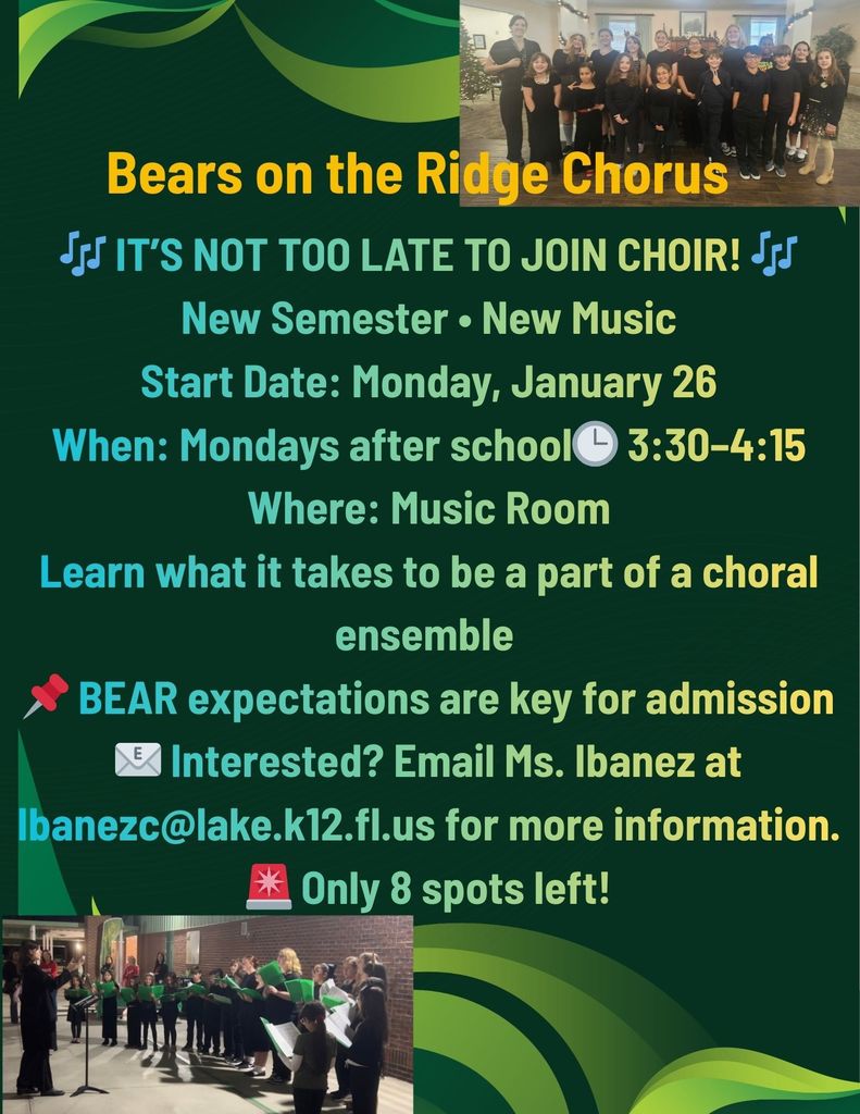Missed joining the choir at the start of the school year? It’s not too late. We’re starting a new semester with fresh repertoire, and there’s still time to join our year long choir program. Come be part of the music!