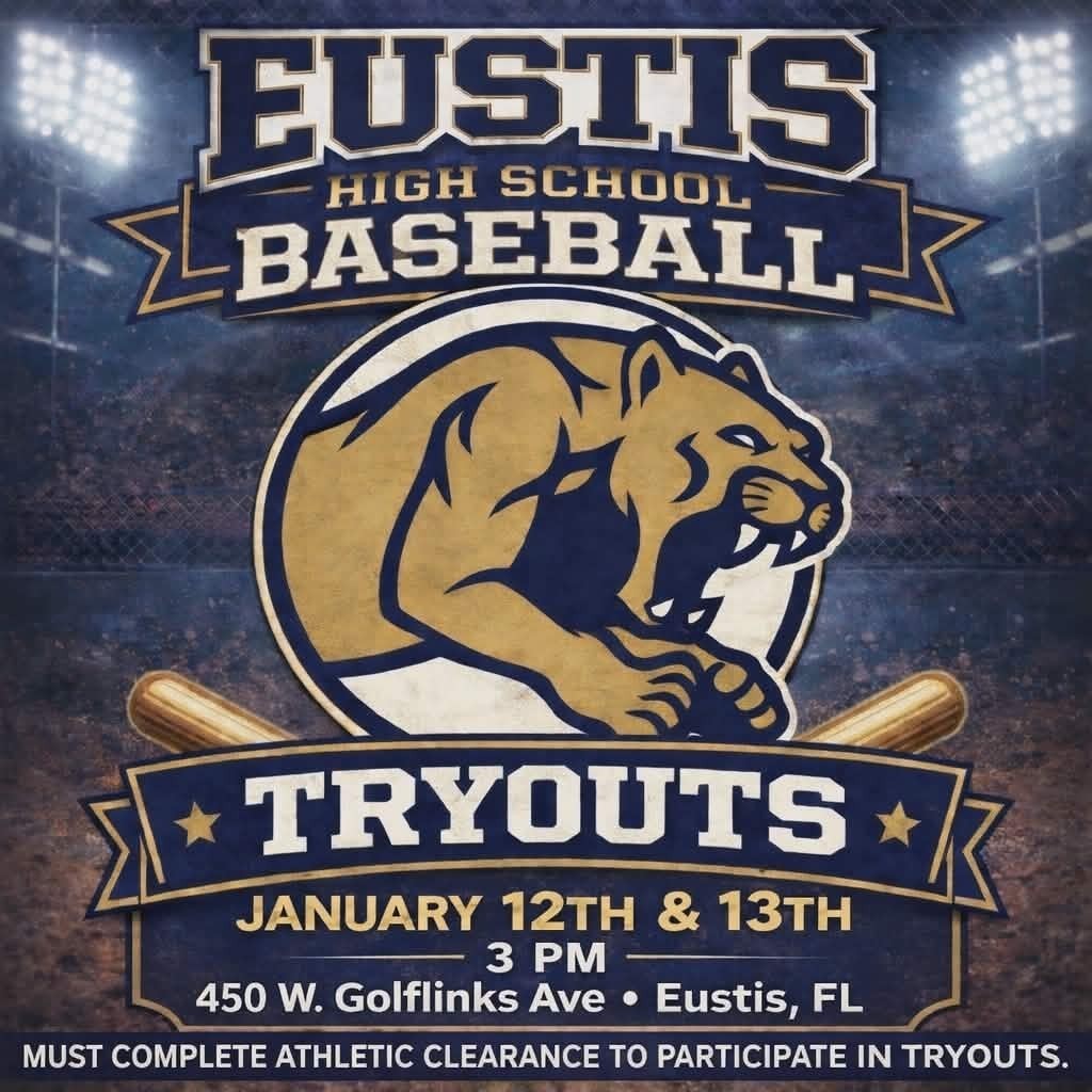 Baseball Tryouts January 12-13 3pm. 