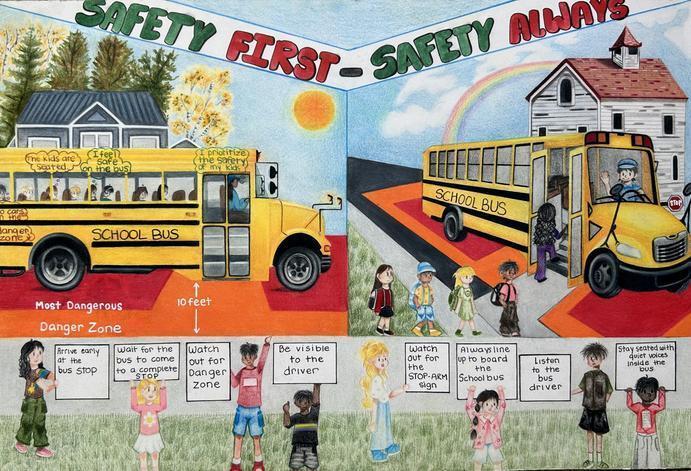Past winning design for school bus safety poster contest