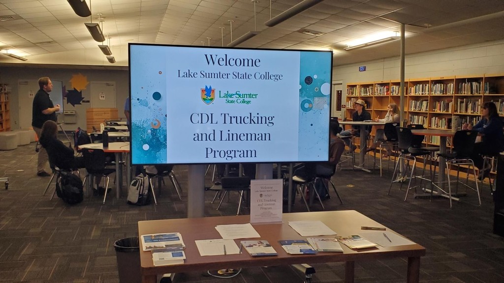 LSSC presents to students at Umatilla High School about thier Lineman and Commercial Truck Driving programs