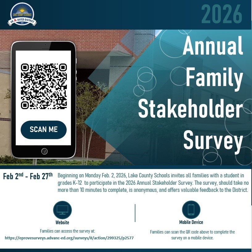 2026 Annual stakeholder survey Feb 2 - 27 with image of a QR code and LCS logo