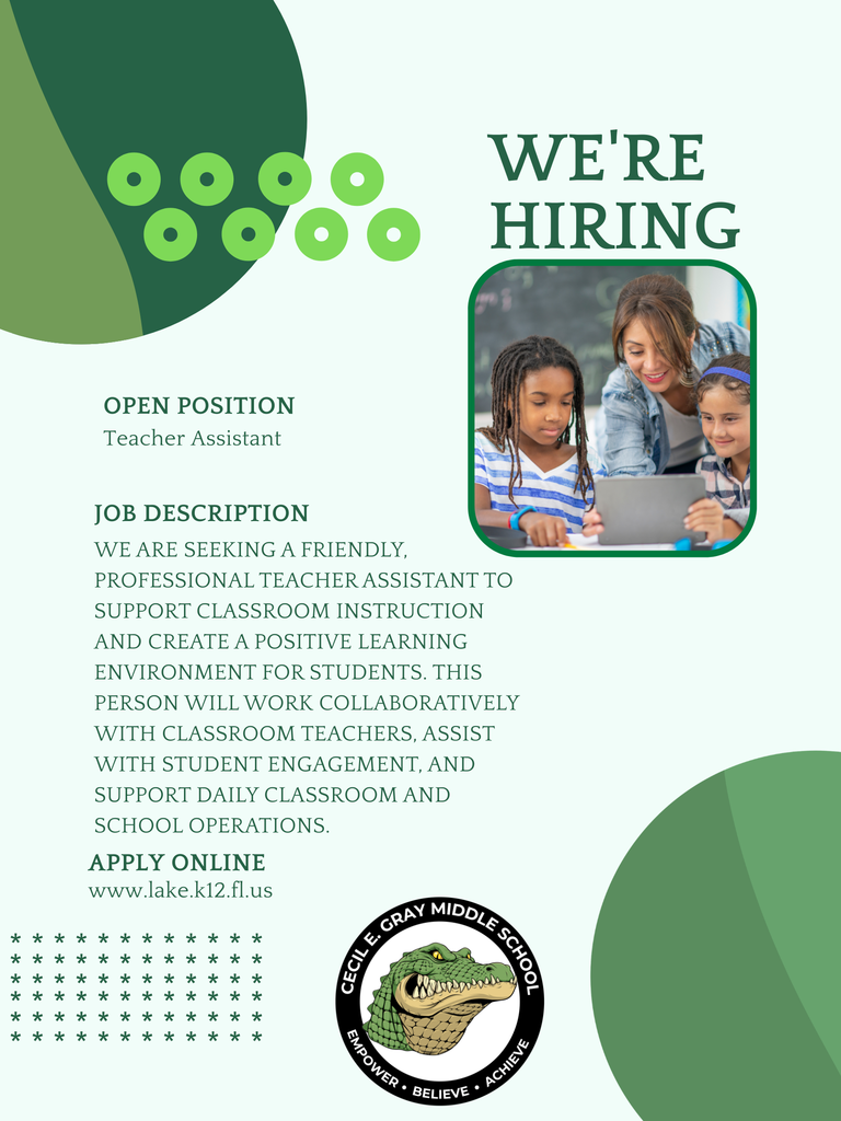 Hiring Teacher Assistant 