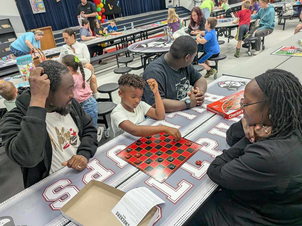 parent versus child in a game of checkers