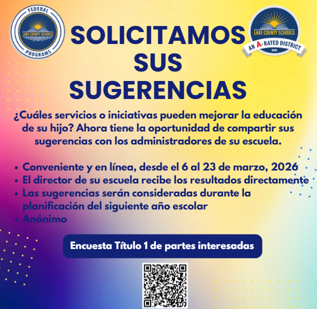 Solicitamos sus sugerencias. Encesta Titulo 1 de partes interesadas. 