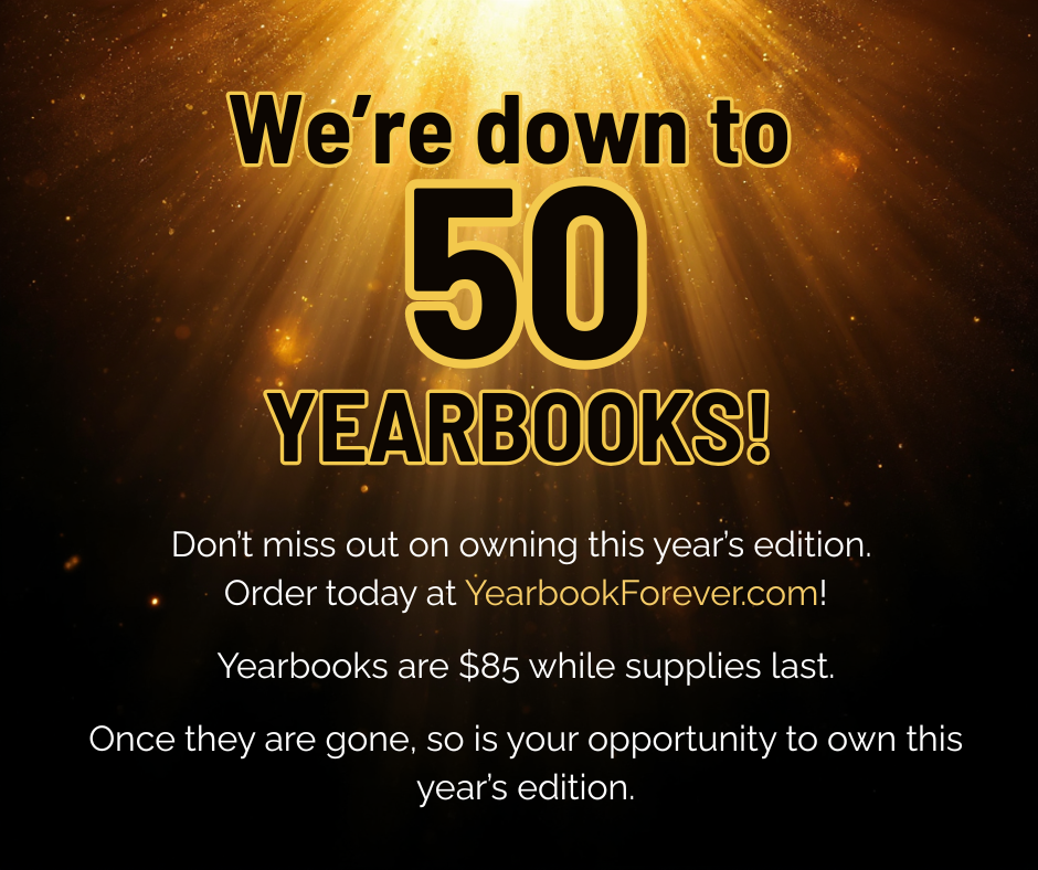 An ad advising that only 50 yearbooks remain for order. $85 at  YearbookForever.com