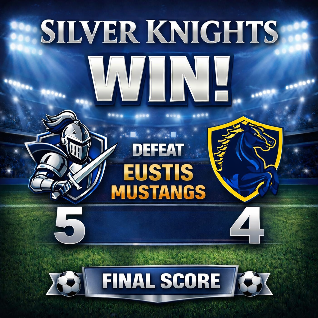 Silver Knights WIN! Defeat Eustis Mustangs, 5 to 4, Final Score.
