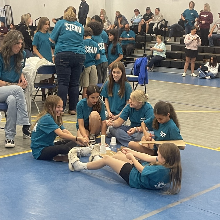 The girls team working on their engineering piece!