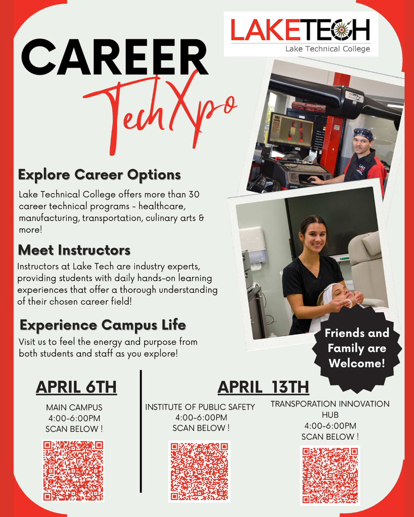 Lake Tech Career Expo April 6th 4-6pm