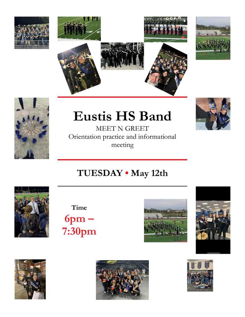 EHS Band Meet and Greet Tuesday May 12th - 6pm-730
