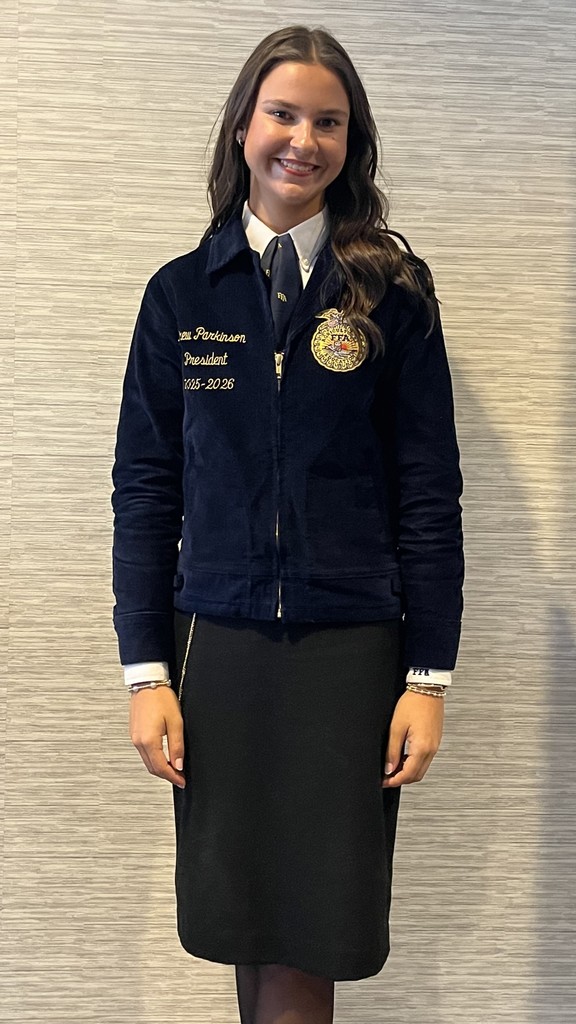 A student poses after being selected as an officer candidate for state FFA.