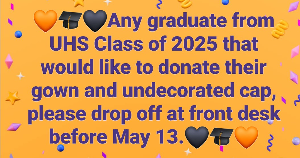 Past seniors can donate their caps and gowns.