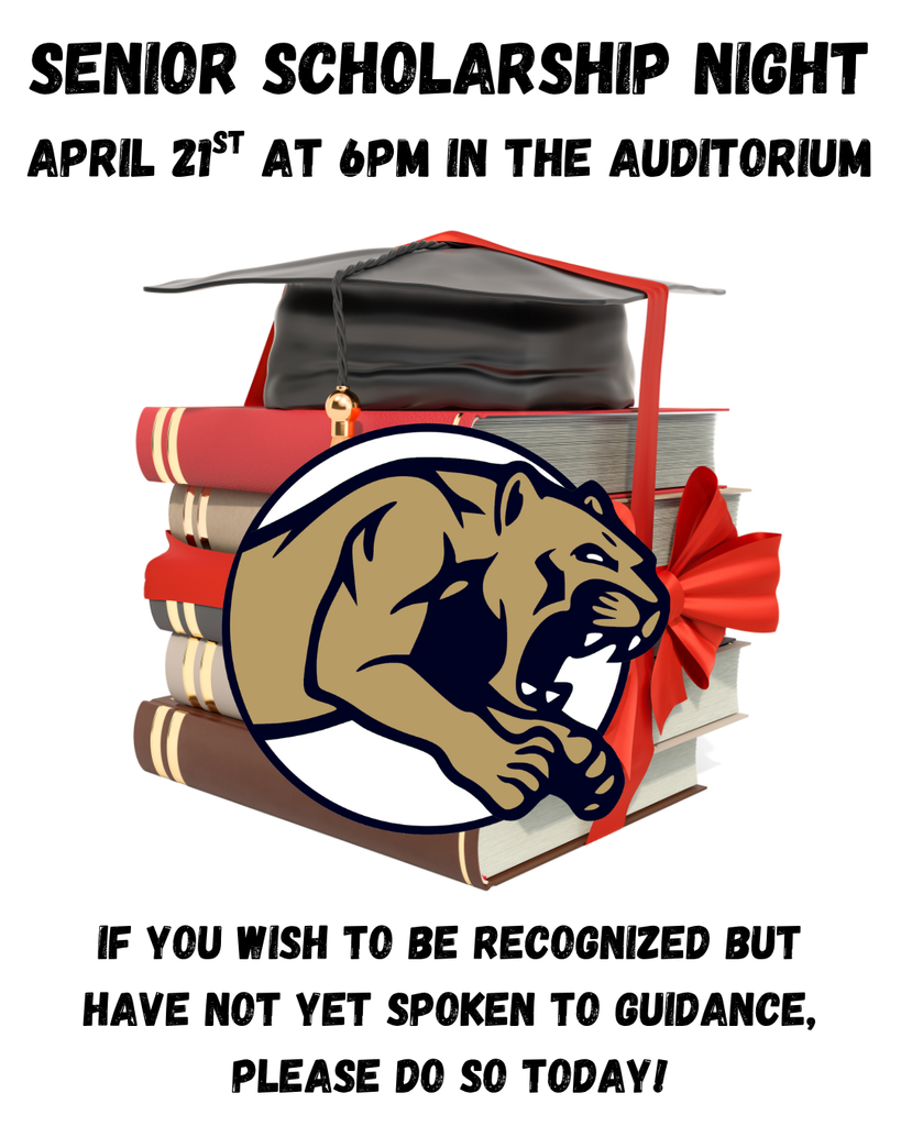 Senior Scholarship April 21st at 6pm. 