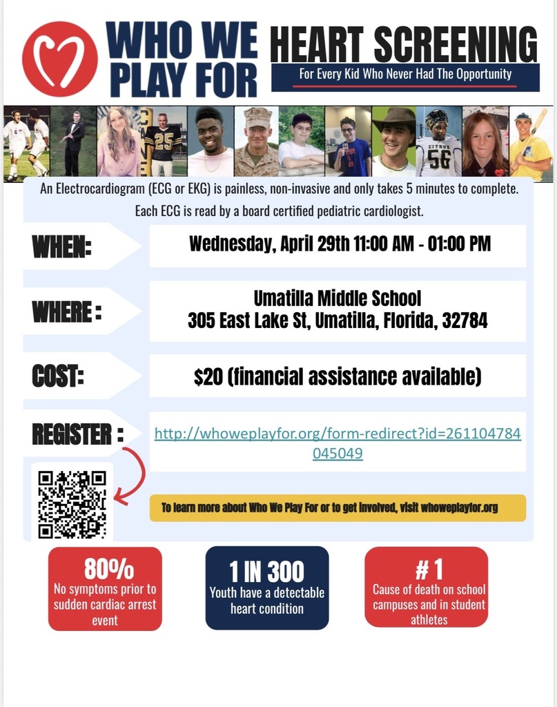 Heart screening flyer for UHS sports