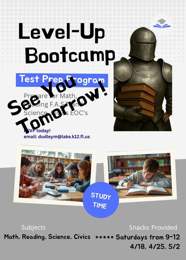 Reminder for Level Up Bootcamp from 9-12