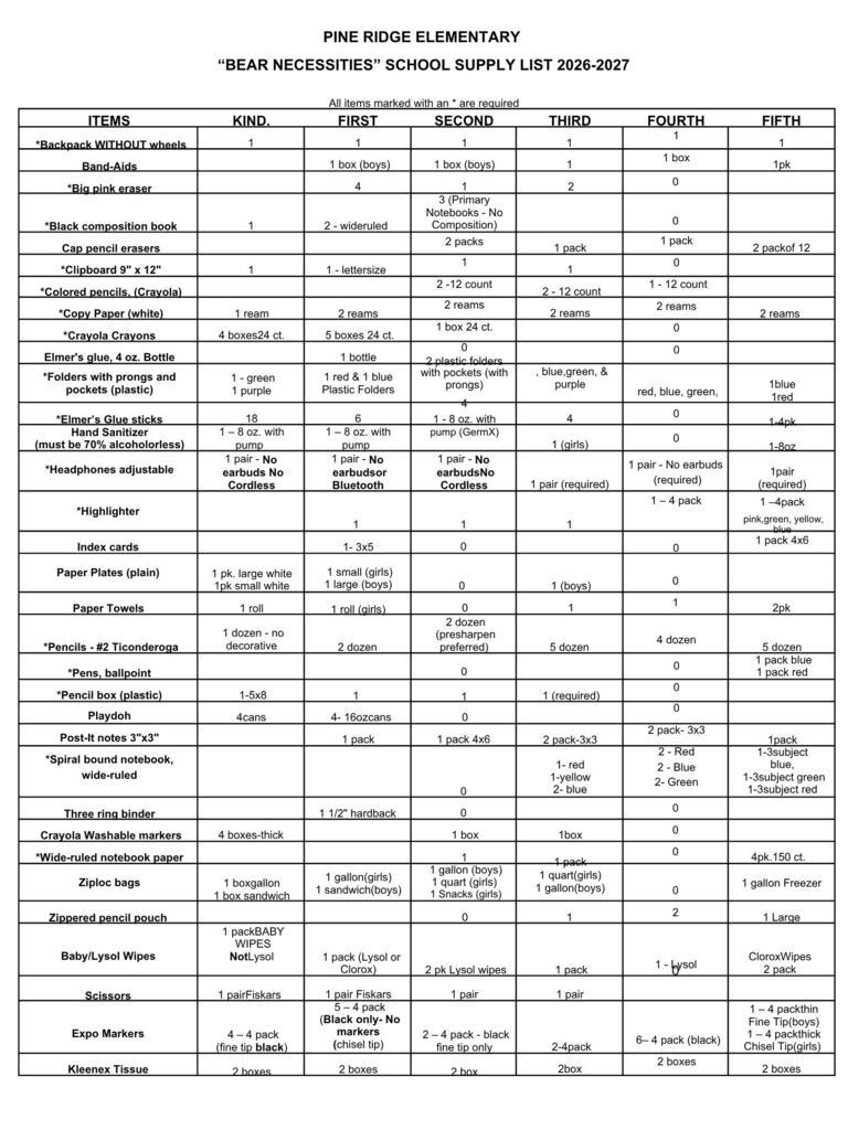 26-27 Supply List