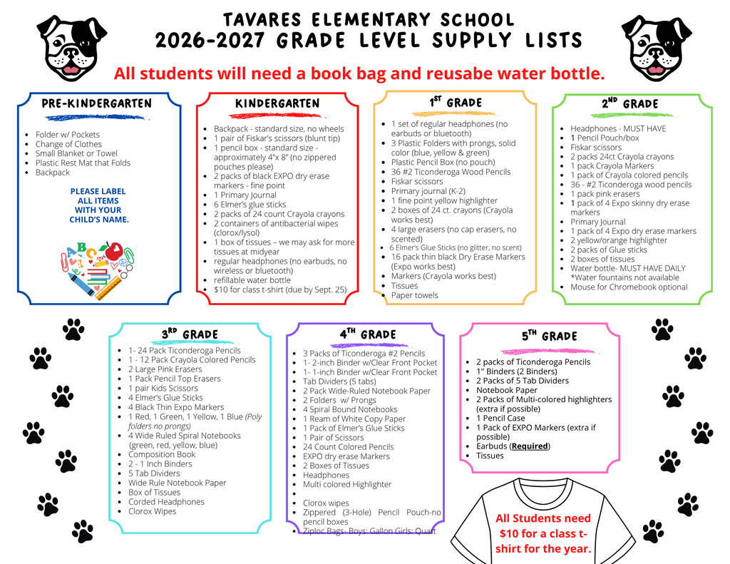 2026-2027 School Supply Lists