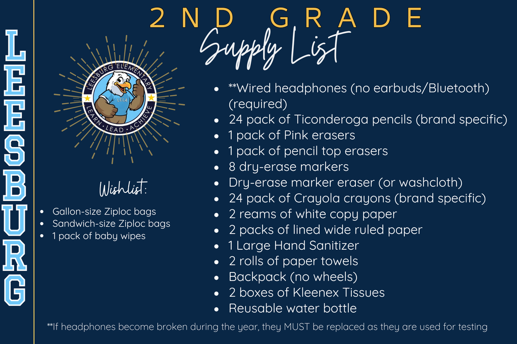 2nd Grade Supply List