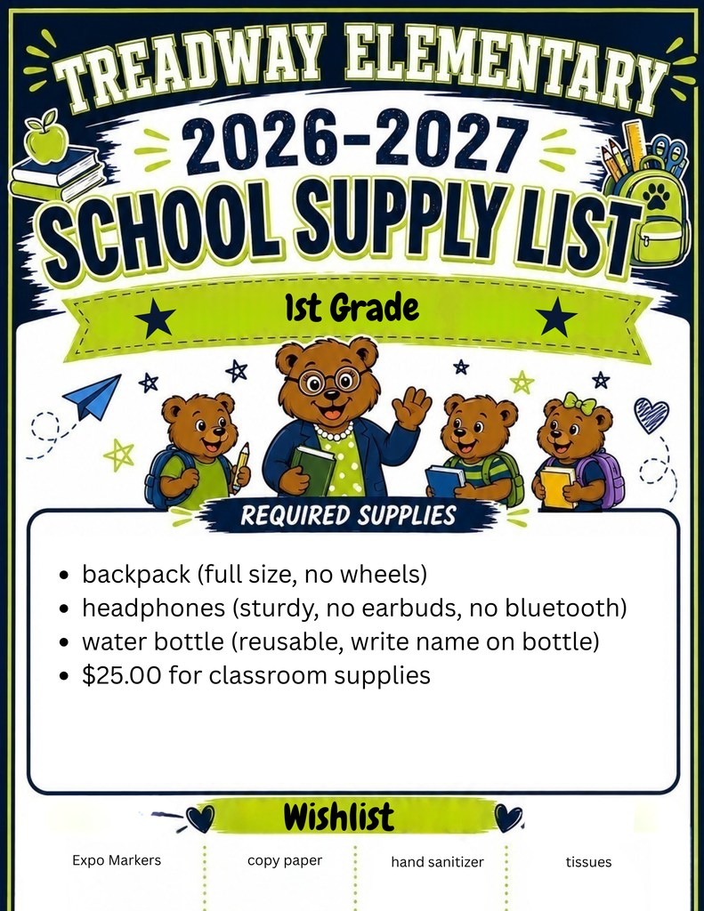 1st grade supply list