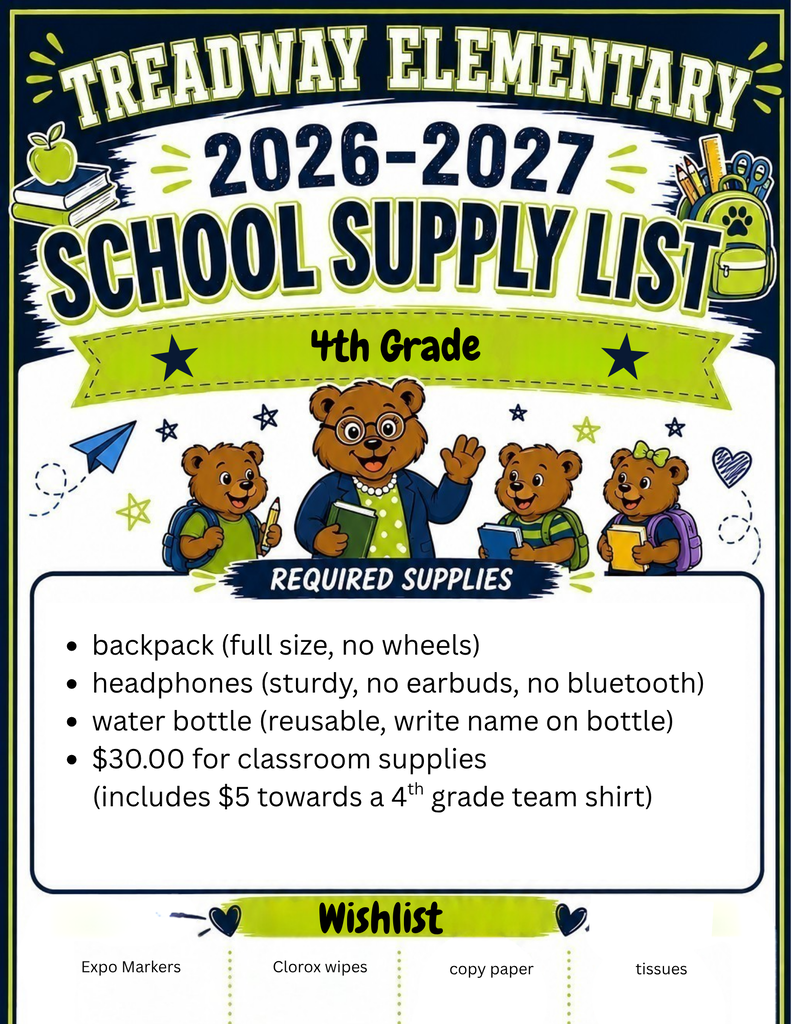 4th Grade supply list