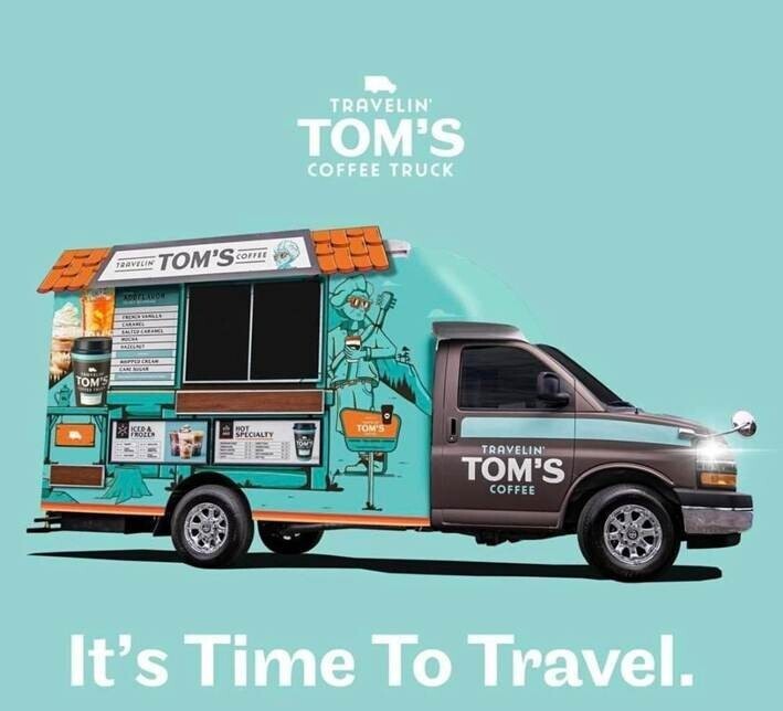 This is a photo of Travelin' Tom's coffee truck that will be selling drinks at the event.