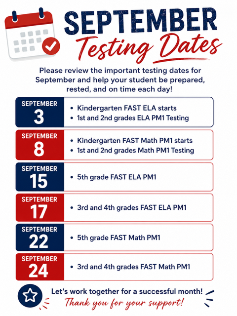 Progress Monitoring 1 Testing Dates