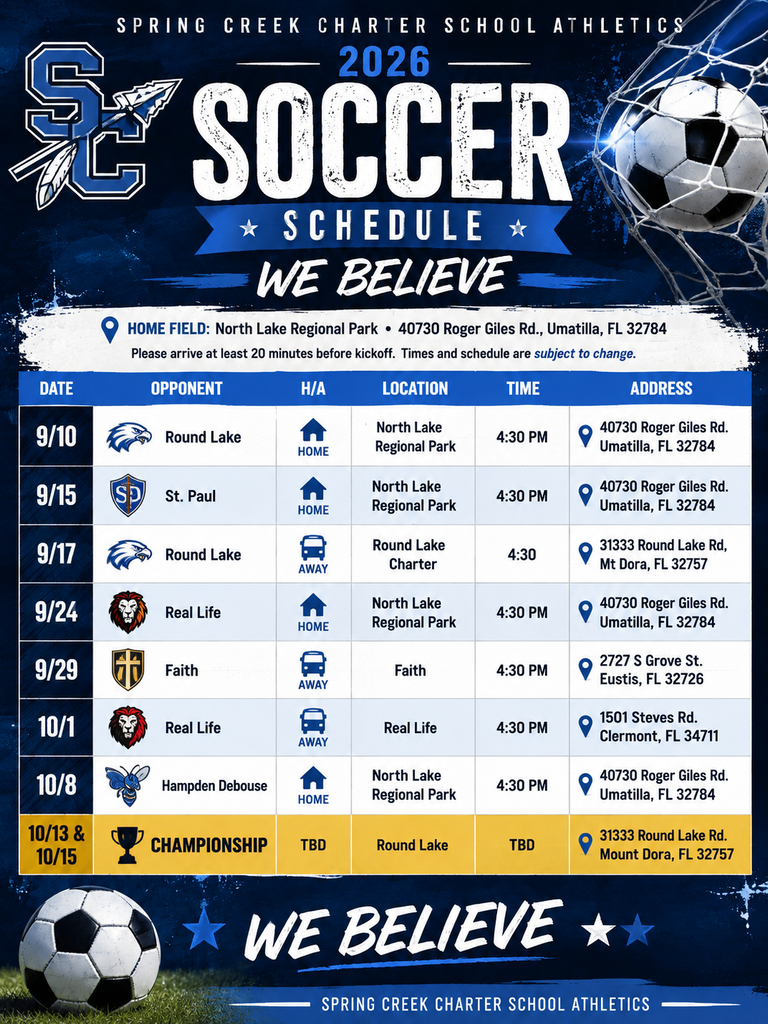 Fall soccer schedule