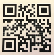 A QR code is displayed, containing small squares with alternating black and white colors on a white background.