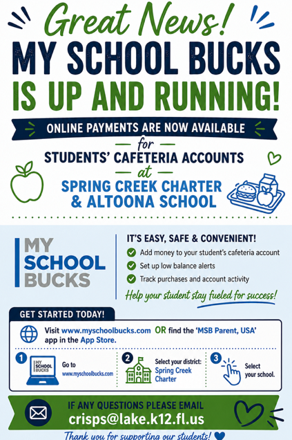 School Bucks is ready at SCCS Cafe to add money to student accounts