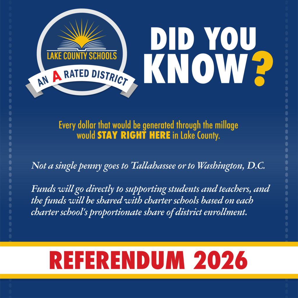 Blue background with a yellow border displays a referendum flyer. The logo is at the top, followed by a question "Did you know?"