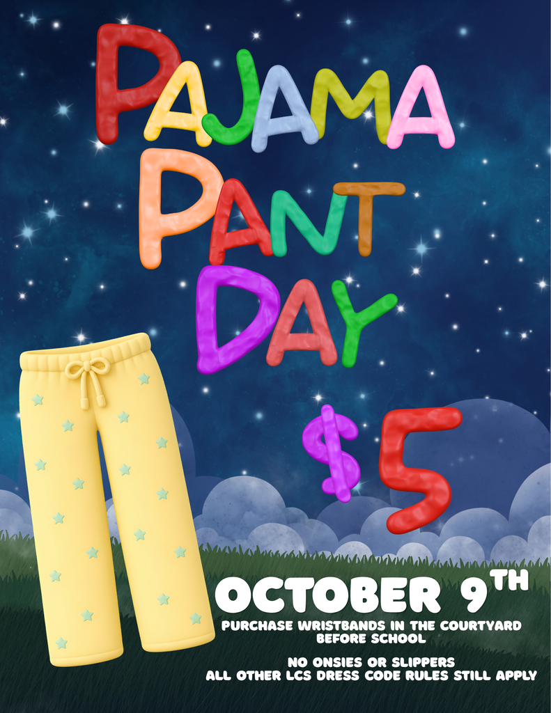 Flyer for Pajama Pant Day on October 9th for $5