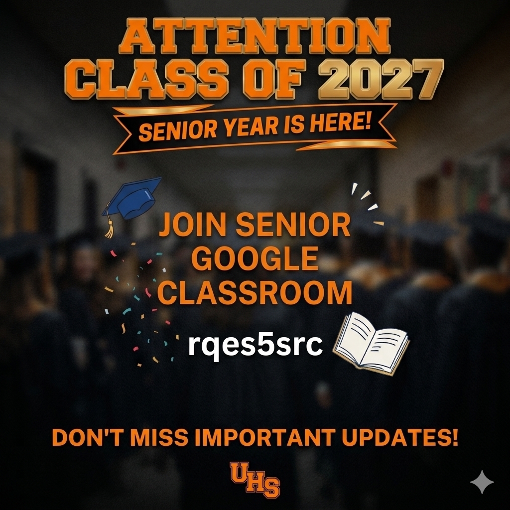 An announcement for the class of 2027. It includes a link to join a Google Classroom.