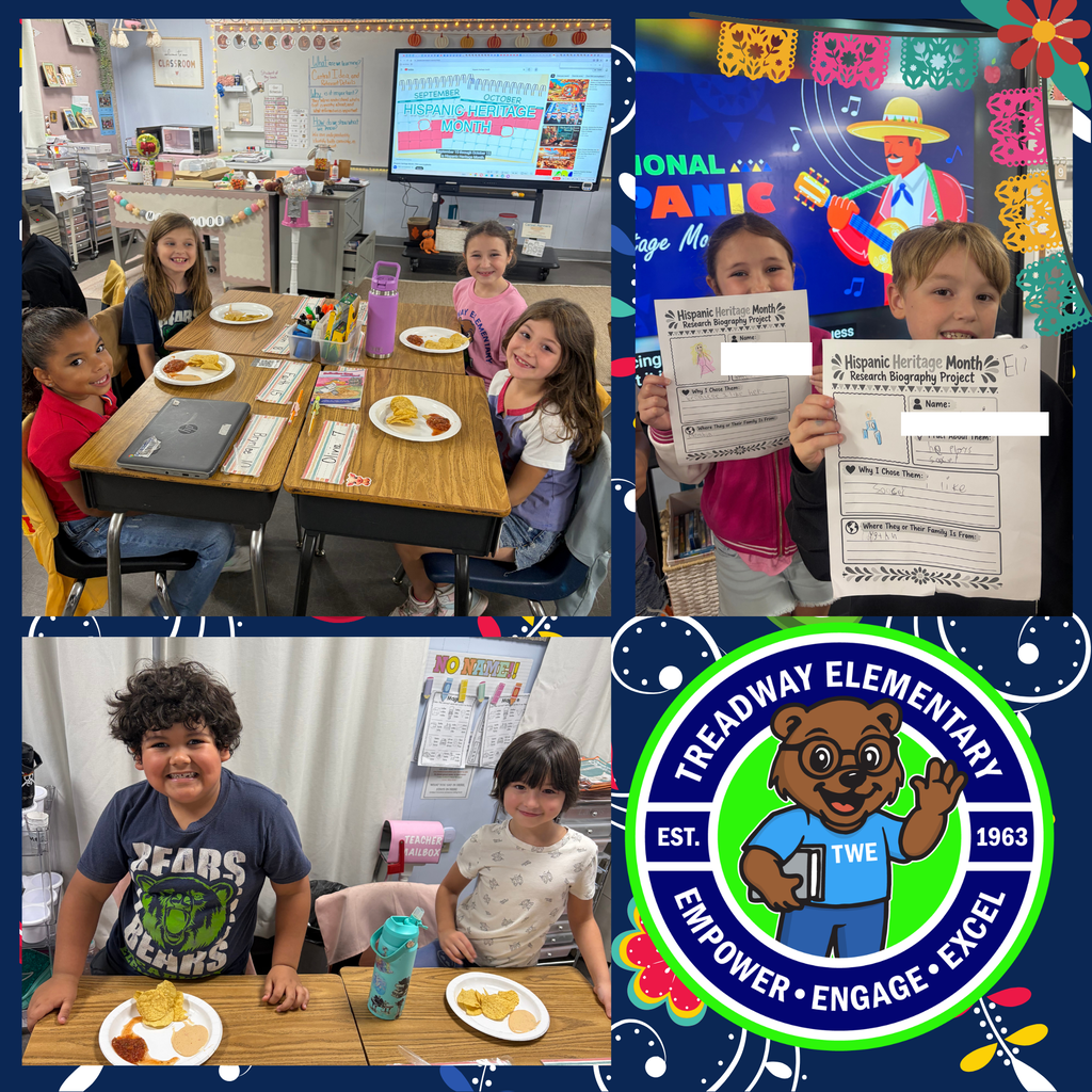 Four collage panels of students in a classroom setting. They are seated at tables, eating and reading.