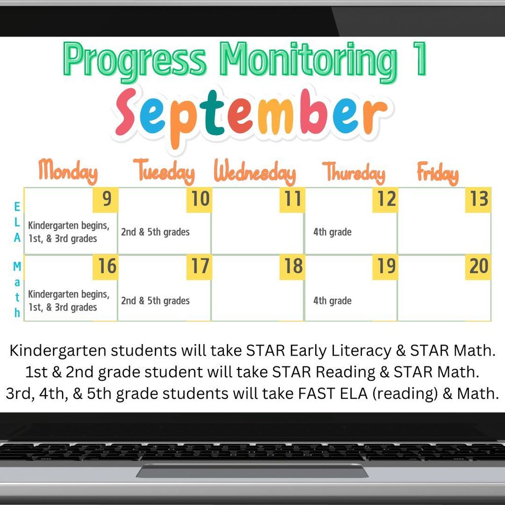 Progress Monitoring 1 schedule