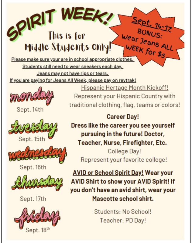 Middle School Spirit Week 