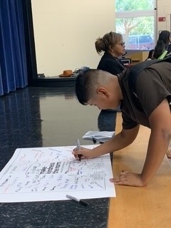 students signing a kindness pledge