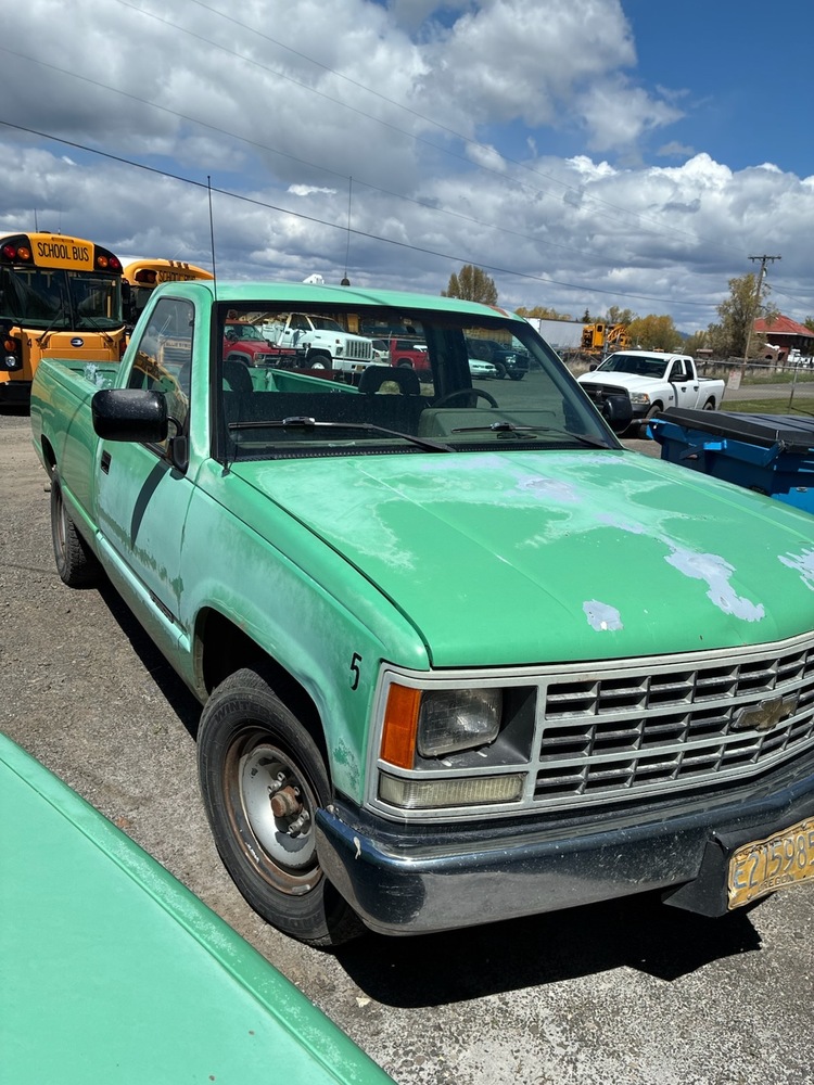 green pickup truck